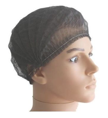 18 &quot;Черный одноразовый нетканый PP клип лента Bouffant Hairnet Mob Cap с одиночным или двойным эластичным сертификатом CE