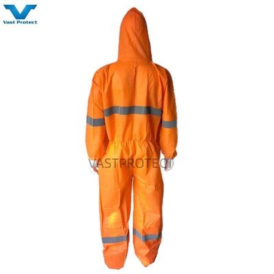 VPT601 Белый Оранжевый SMS Микропорный Sf Mf одноразовые комбинезоны с отражающими полосками