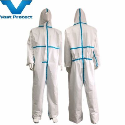 VASTPROTECT-604 Антистатический одноразовый белый с голубой полосой