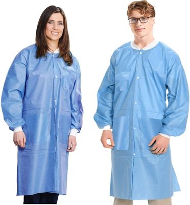 Sky Blue Lab Палто для взрослых PPE Spp SMS 45GSM Противобрызгивая краска с ошейником Мао