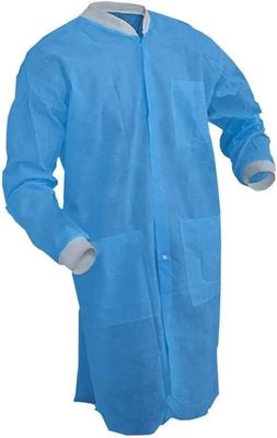 Sky Blue Lab Палто для взрослых PPE Spp SMS 45GSM Противобрызгивая краска с ошейником Мао