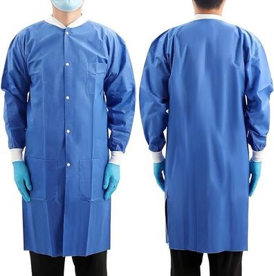 Sky Blue Lab Палто для взрослых PPE Spp SMS 45GSM Противобрызгивая краска с ошейником Мао