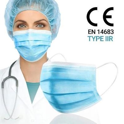 Плоская одноразовая маска ASTM уровня 2 с клипом для носа эластичная CE ISO 13485 FDA Bef 98%